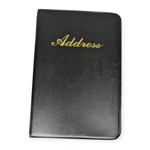 Black Address Spiral Bound Book with Individual Address Cards w/ Gold Lettering